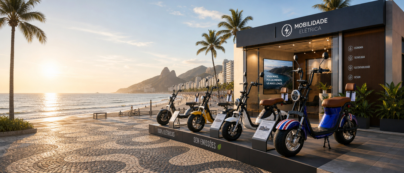 Motos elétricas na orla do Rio de Janeiro